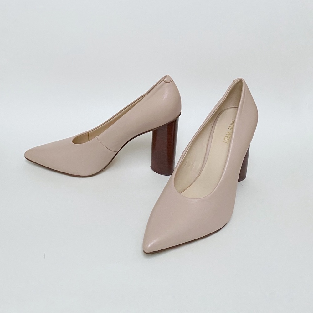 Nine West Nude Block Heeled Pumps